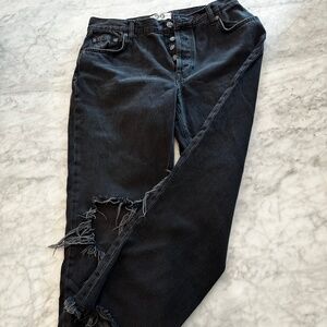 Free People size 29 distressed cropped BLACK jeans like new SO CUTE :)